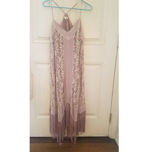 RYU  Pink-Mauve Fringe & Lace Dress - Size M